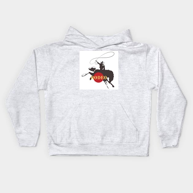 Cowboy Ride Bucking Horse Kids Hoodie by devaleta